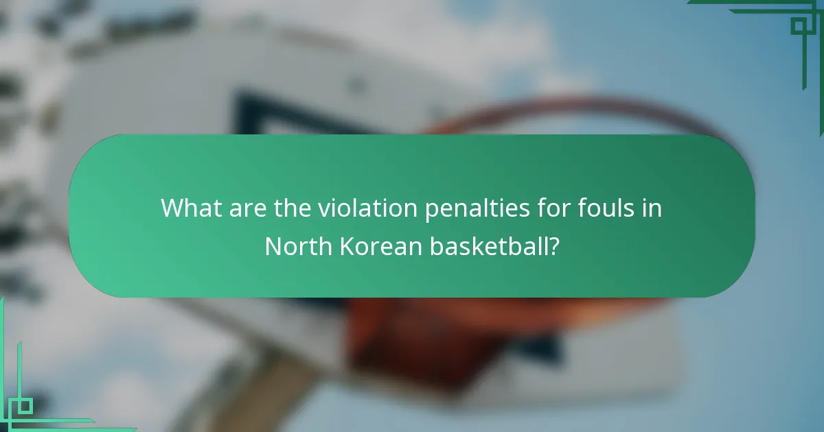 What are the violation penalties for fouls in North Korean basketball?